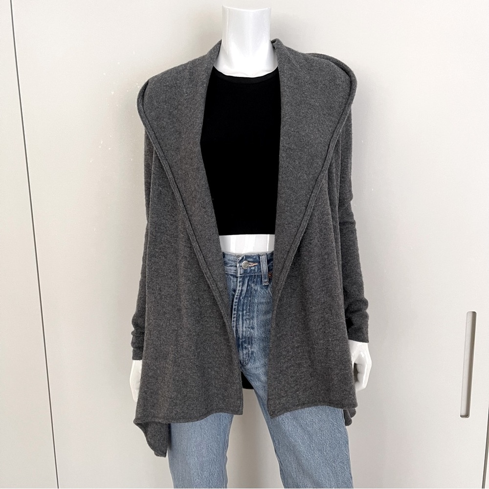 VINCE Cashmere Hooded Cardigan in Grey